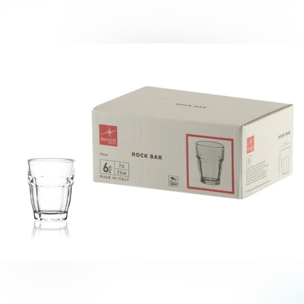NIB BORMIOLI Rocco Stackable Shot glasses, 6 piece